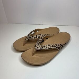Crocs Leopard Kadee II Flip Flop Sandals Comfort Open Toe Walking Womens